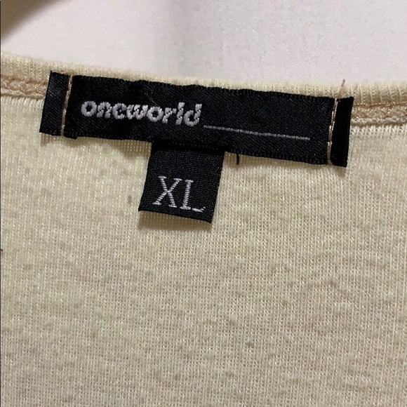 ONE WORLD PALE SAGE/PINK SZ XL V NECK TEE COT/POLY - Picture 4 of 6